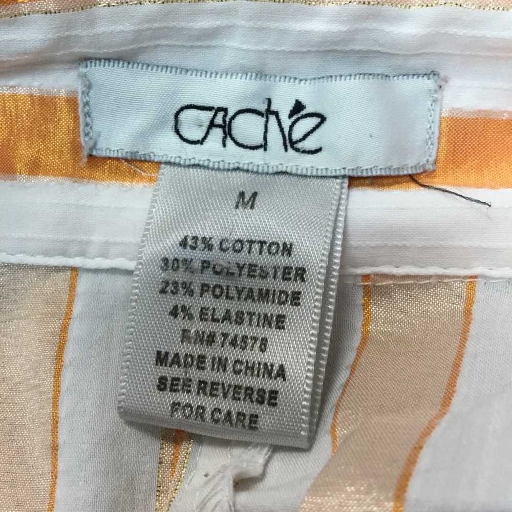 Cache Stripes Orange/White Shirt Size M (B-98) - Picture 4 of 4
